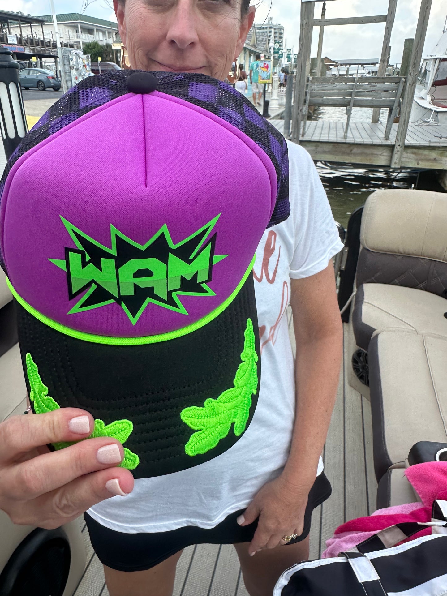 Purple WAM Hat + Green Logo