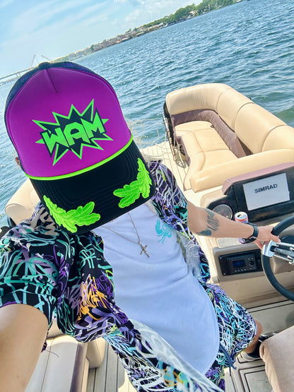 Purple WAM Hat + Green Logo